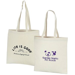 กระเป๋าผ้าฝ้ายธรรมชาติ Life Is Good - รักษาสิ่งแวดล้อม รีไซเคิลได้ ใช้ได้ทุกวัน พิมพ์ลายด้วยความร้อน ขนาดกลาง-ยาว ปรับแต่งโลโก้ได้ - Product Image 1