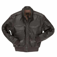 Blouson aviateur en cuir de vachette noir véritable de haute qualité fabriqué sur mesure par OEM pour les vestes en cuir chauffantes d'hiver de qualité supérieure pour hommes