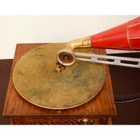 Gramophone acoustique noir et or personnalisé en gros, multifonctionnel, de haute qualité, souvenir vintage, machine à parler, logo personnalisé
