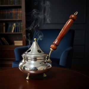 Quemador de Incienso de Cobre de Alta Calidad con Diseño de Caldero de Bruja, Soporte Tradicional de Resina para Carbón y Cera, Ideal para Hogar, Oficina y Espiritualidad en Otoño - Product Image 1