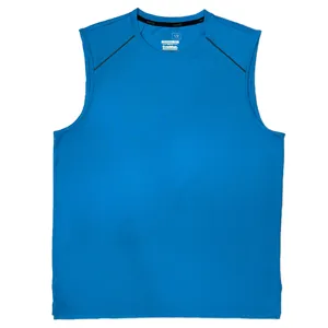 Excellent Quality Plain Dyed Recycled Polyester Mesh Light Weight O-Neck Sport Tank Top