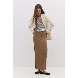 Jupe en satin décontractée avec coton texturé, élasthanne et dentelle, taille naturelle, longueur maxi, idéale pour les fêtes, été - Product Image 3