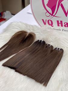 Prix de gros Super Double Drawn Virgin Remy Extensions de cheveux humains vietnamiens coudre dans la trame de cheveux paquets de tissage brun foncé - Product Image 3