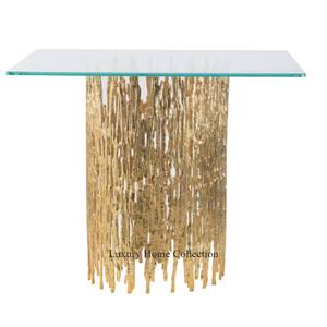 Acier inoxydable fait main de table d'appoint de style moderne en métal d'aspect antique fait avec un design martelé poli brillant de couleur or - Product Image 4