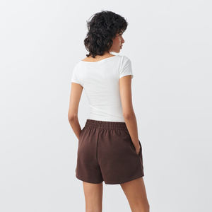 Nouvelle tendance Logo personnalisé femmes Gym Sweat Shorts respirant Denim Stretch caractéristique lavé Technique motif décoration décontracté filles - Product Image 2