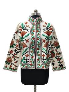 Chaqueta de algodón bordada Suzani Multicolor hecha a mano para mujer diseño Floral bohemio elegante transpirable artesanal tradicional - Product Image 3
