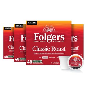 Café Folgers Classic Roast, Tueste Medio, Cápsulas Keurig K-Cup, Cajas de 48 Unidades (Paquete de 4) - Product Image 1