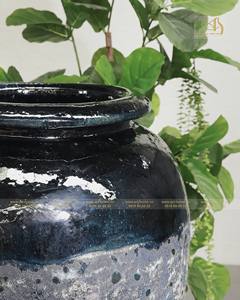 Pot de fleur en céramique galvanisé noir-noir moderne sophistiqué élégant GL412-JA durable écologique pour la décoration de jardin à la maison - Product Image 4