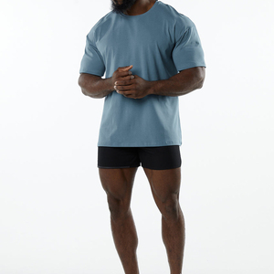 T-shirts personnalisés poids lourd Boxy pour hommes 100% coton Jersey décontracté motif solide épaule tombante couleur unie utilisé balle de vêtements teints - Product Image 4