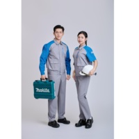 Set da Lavoro di Sicurezza FMF per Uomo, Blu Cielo e Grigio, Maniche Lunghe, Alta Visibilità, Tessuto TC, Prodotto in Vietnam
