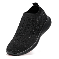 Chaussures décontractées pour femmes en gros, baskets à glissière avec strass, chaussures de marche respirantes, légères, imperméables, antidérapantes, pour toutes les saisons