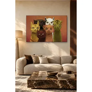 Impression sur toile Fida Terracotta Background Six Cute Cats - Product Image 5