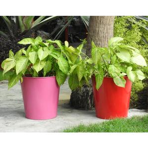 Lot de 2 jardinières en métal vert et bleu à ligne horizontale pour jardinière en forme de seau décorative pour jardin extérieur - Product Image 3