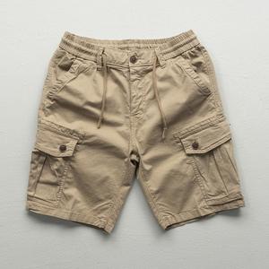 Shorts cargo américains sportifs amples pour hommes, nouvelle collection été, micro-élasticité, coupe droite, kaki uni, séchage rapide, personnalisable - Product Image 4