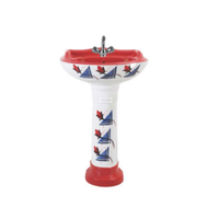 Lavabo sur pied en céramique colorée moderne avec drain, à poser au sol, pour salle de bain, hôtel, villa
