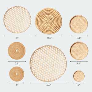 Ensemble élégant de 8 paniers muraux en rotin, bambou et jonc de mer, accents muraux élégants - Product Image 4