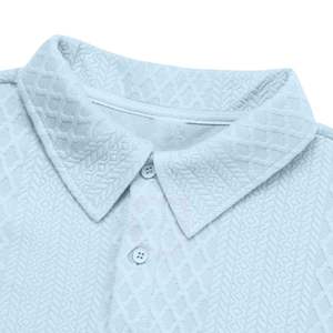 Polo en maille pour homme, manches longues, boutonné devant, décontracté, anti-boulochage, 100% polyester, 210g, texture polo - Product Image 5