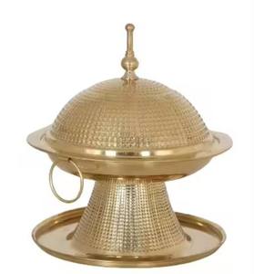 ชามสเตนเลสสตีลเคลือบทองสไตล์อาหรับเคลือบทองพร้อมขาตั้งเงิน - Product Image 2