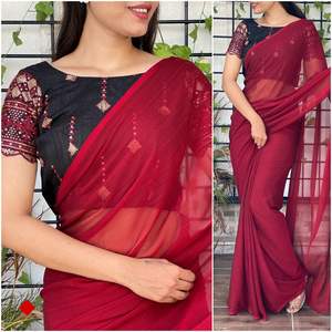 <b>Top</b> Quality Attractive Designer Running Casual Wear Georgette Saree With <b>Sequins</b> Blouse for Women From Trusted Indian Supplier - Product Image 2