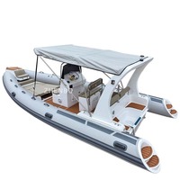 Bateau pneumatique semi-rigide Zhenbo Marine RIB-680 Sport Yacht en fibre de verre avec direction hydraulique, 22 pieds, pour loisirs
