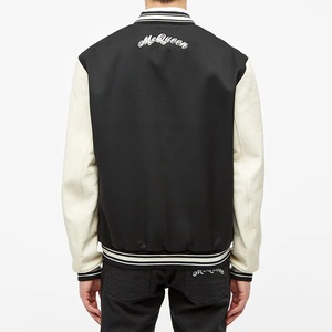 High Quality Custom <b>Men's</b> Chenille Embroidery Leather Sleeves Windproof Breathable Fleece Filled Winter <b>Baseball</b> <b>Jacket</b> - Product Image 4