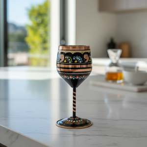 แก้วค็อกเทลเคลือบทองแดงลายเพ้นท์มือ ดีไซน์โบฮีเมียนคลาสสิก แก้วน้ำพลาสติกสำหรับไวน์ขาวและเครื่องดื่ม - Product Image 2