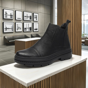 Botines de cuero negro premium más vendidos, calzado de moda popular con características flexibles y cómodas y elegantes - Product Image 1