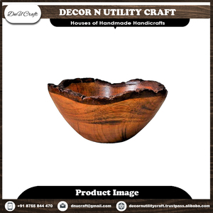 Ensemble de saladiers en bois d'acacia et de sheesham faits à la main, bol décoratif multifonctionnel pour la cuisine et le service de salades - Product Image 3