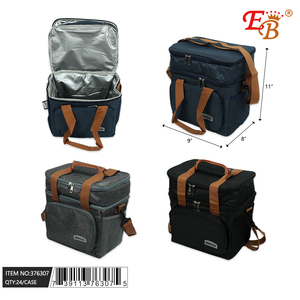 ถุงอาหารกลางวันหุ้มฉนวนเป็นมิตรกับสิ่งแวดล้อม, ถุงเก็บความเย็น9 "X11" X8พกพาได้ทนทานไนลอนโพลีเอสเตอร์ซิปปิกนิกกลางแจ้ง - Product Image 1