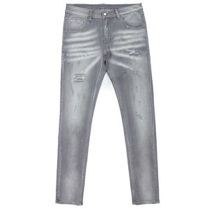 กางเกงยีนส์ทรงตรงผู้ชายแฟชั่นใหม่ขายส่ง ขาดๆ แต่งสีได้ ล้างสีอ่อน สไตล์ลำลอง เป็นมิตรกับสิ่งแวดล้อม แห้งเร็ว ระบายอากาศได้ดี - Product Image 4