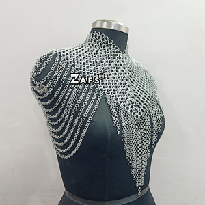 Hecho a mano tradicional Medieval Chainmail Collar Cosplay disfraz aluminio Butted Ring Top pulido Renaissance Fair Armor - Product Image 1