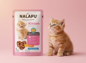 NALAPU Nourriture humide pour chatons en pochette Poulet avec sauce Haute teneur en viande Vitamines et minéraux pour chatons en croissance 77g Santé - Product Image 5