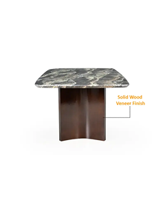 Italian Art 8 Seater Marble Dining <b>Table</b> Set | Dark Walnut Solid Wood Chairs | Luxury Family Dining Room Furniture Set - Product Image 2