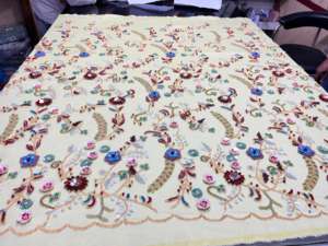 High Quality Floral Embroidery Mesh Lace Fabric with Heavy Sequin Border - Product Image 4