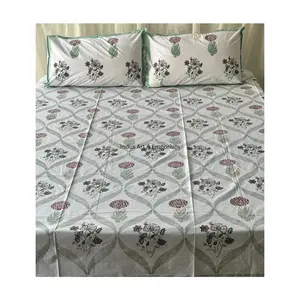 Trading Indian handcrafted sanganeri Hand block Printed Bedsheets bedding sets bedsheet with pillow cover