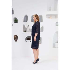 Vestido de Noche Elegante RMG, Talla Grande, con Lentejuelas, Azul Marino, Tejido de Poliéster, para Eventos Formales y Ocasiones Especiales - Product Image 5