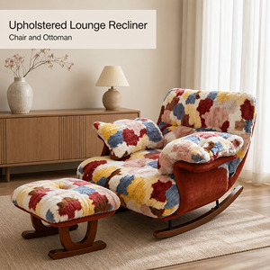 Fauteuil à bascule moderne rembourré avec repose-pieds, chaise longue à bascule rembourrée pour salon, housse amovible, confort doux - Product Image 2
