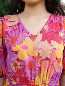 Vestido corto de algodón con bloque de mano indio, regalo de boda personalizado para novia, vestido informal elegante para niña, ropa de verano, vestido con estampado floral - Product Image 3