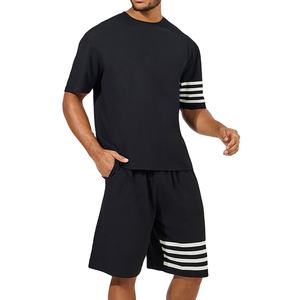 Conjunto Deportivo de Camiseta y Pantalones Cortos de Algodón para Hombre, Gimnasio, Fitness, Negro, Manga Corta, Poliéster/Algodón, Camisetas OEM, Transpirable - Product Image 1