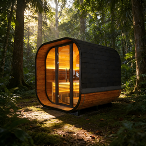 Sauna carré en bois d'épicéa thermo premium pour 4 à 6 personnes avec porte en verre teinté - Product Image 5