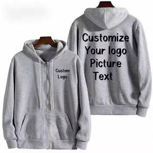 เสื้อสเวตเตอร์มีฮู้ดแขนยาวสำหรับผู้ชายและผู้หญิงเสื้อผ้าแฟชั่นฤดูหนาวมีซิปติดโลโก้ตามต้องการสำหรับฤดูใบไม้ร่วง450กรัม - Product Image 5