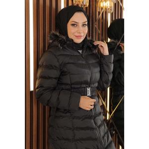 Manteau long décontracté Mega Merchant avec capuche en fausse fourrure amovible et doublure en nylon - Product Image 2