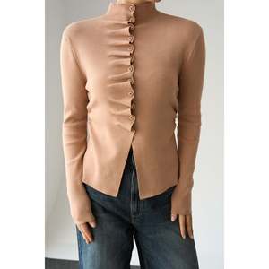 Cárdigan Camel Apricot con fruncido automático - Product Image 1