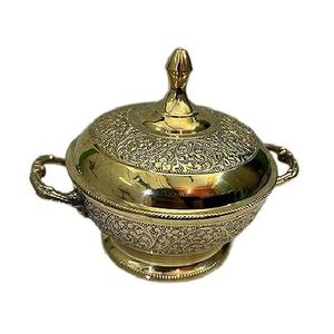 หม้อทองเหลืองวินเทจคุณภาพสูง ลายสลักขัดเงา สำหรับใช้ในบ้านและร้านอาหาร หม้อใส่พุทราแบบอาหรับ - Product Image 1