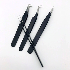 RMI ที่หนีบขนตาคุณภาพสูงชุด4จุดสีเงินและสีดำเคลือบด้วยผงสีเงินแหนบสำหรับปัดขนตา - Product Image 6