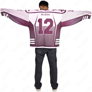 Maillot de hockey sur glace sublimé personnalisé pour adulte, prix usine, avec couleurs et logo personnalisés, 100 % polyester, design col en V - Product Image 2