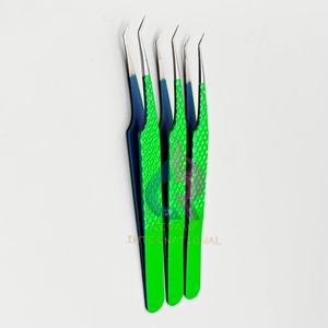 Pinzas de punta de fibra de acero inoxidable sostenibles de Venta caliente pinzas de aislamiento de 45 grados de Color verde de etiqueta privada para volumen - Product Image 3