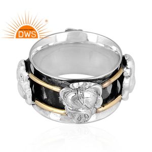 Bague spinner en argent sterling oxydé de conception faite à la main pour fabricant de bijoux personnalisés de fiançailles - Product Image 3