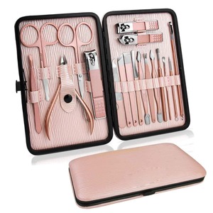 Manicure Set 18 in 1 Professional Pedicure Set <b>Nail</b> Scissors Grooming Kit with Leather Travel <b>Case</b> Pink - Product Image 1