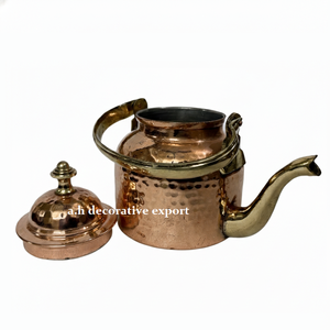 <b>Modern</b> Hand-Hammered Copper <b>Kettle</b> Coffee/Tea Pot with Solid Brass Spout Handle 2000ml Eco-Friendly Pitcher - Product Image 5
